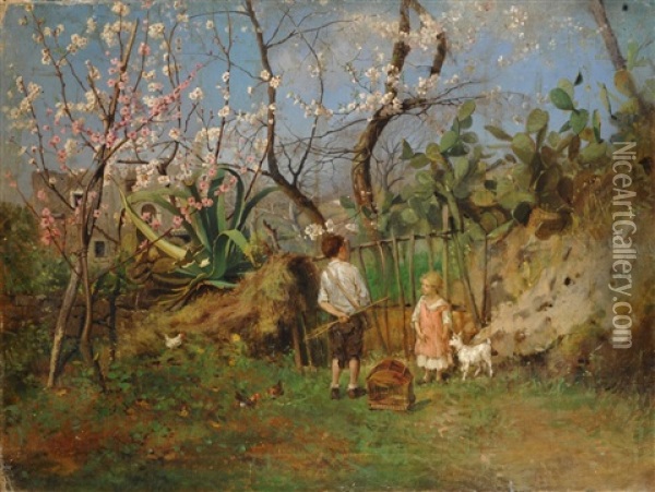 Giochi Di Fanciulli A Primavera Oil Painting - Federico Rossano