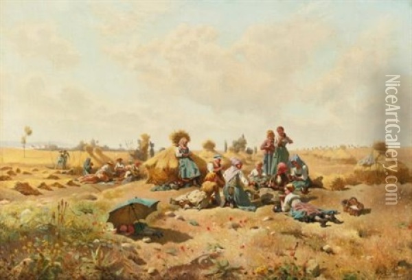 Le Repos Des Moissonneurs Oil Painting - Daniel Ridgway Knight