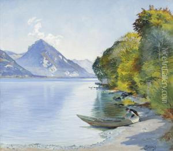 Thunersee Von Leissigen Aus Oil Painting - Paul Schurch