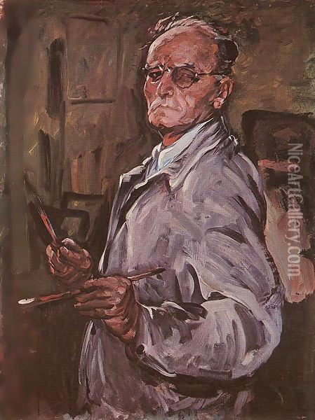 Selt portrait 1953 Oil Painting - Bela Onodi