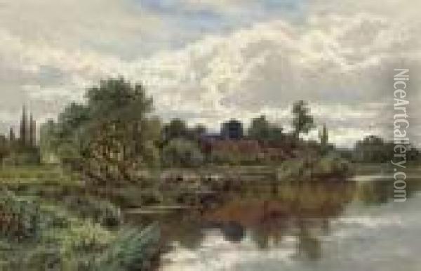 A Stream Near Shalford, Surrey Oil Painting - Henry Hillier Parker