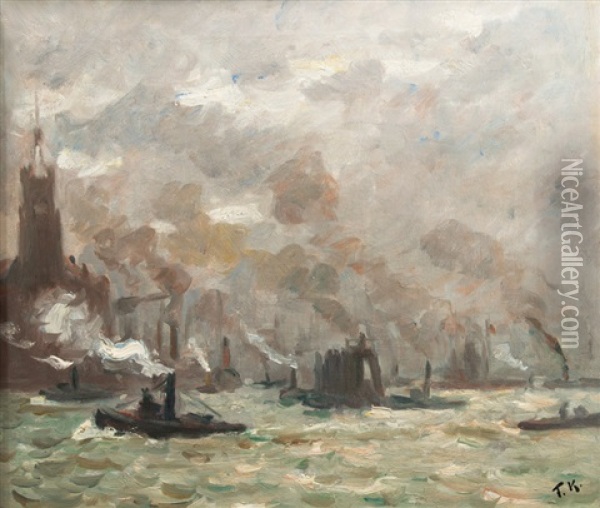 Port Of Hamburg Oil Painting - Friedrich Kallmorgen