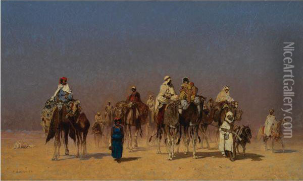 The Desert Caravan Oil Painting - Edmund Berninger
