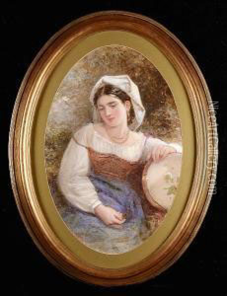 A Young Italian Girl Oil Painting - Henry Whatley