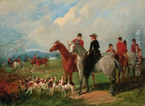 The Meet; Out Of Covert; Taking A Fence; And On The Scent Oil Painting - Henry Charles Woollett