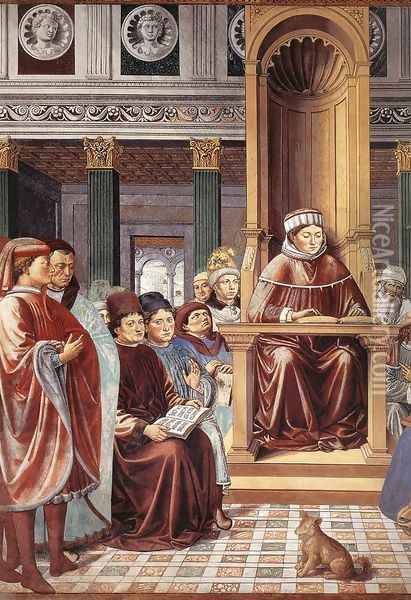 St Augustine Teaching in Rome (detail) 1464-65 Oil Painting - Benozzo di Lese di Sandro Gozzoli