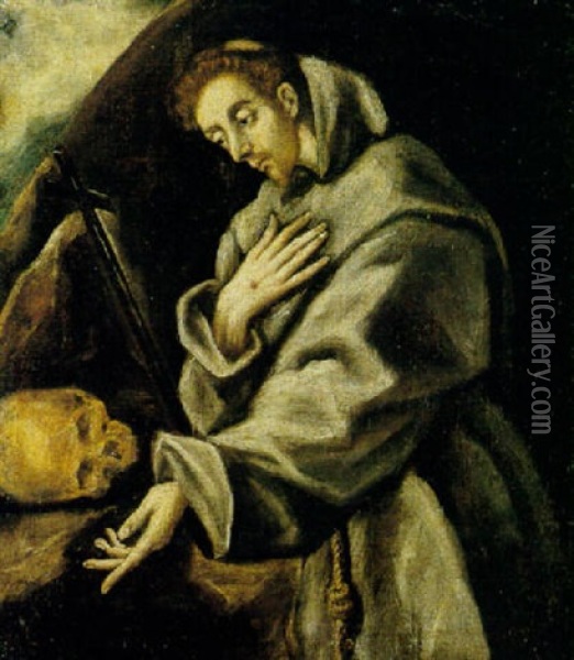 Saint Francis In Meditation Oil Painting -  El Greco