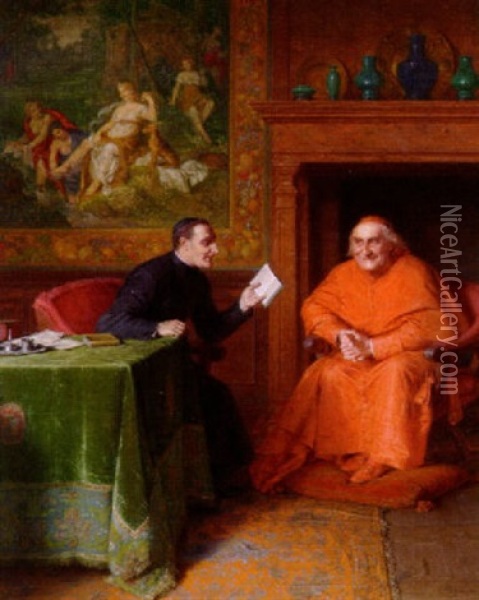 Heitere Lekture Des Kardinals Oil Painting - Eduard von Gruetzner