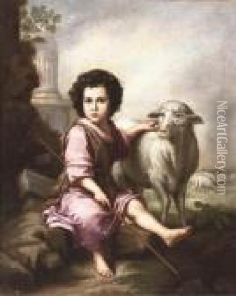 A Shepherd Boy In A Landscape Oil Painting - Bartolome Esteban Murillo