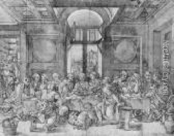 The Last Supper Oil Painting - Pieter Coecke Van Aelst