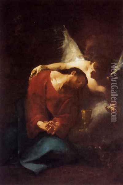 Christ Comforted By An Angel Oil Painting - Paul Troger