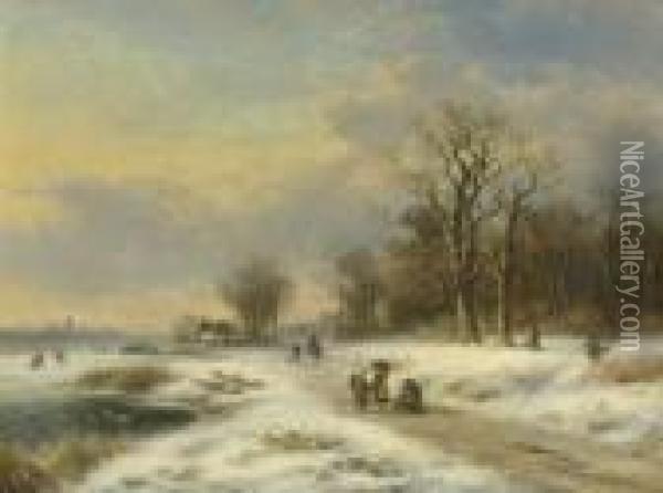 Hollandische
 Winterlandschaft Oil Painting - Lodewijk Johannes Kleijn
