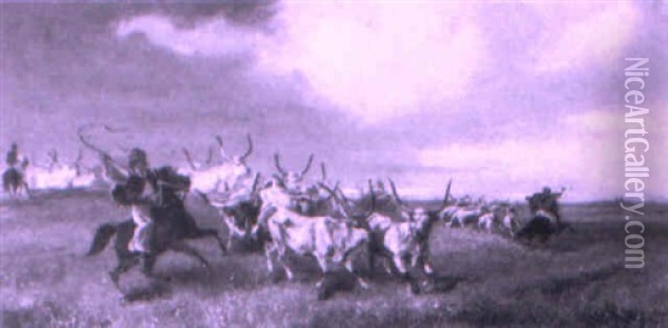 Herding Cattle Oil Painting - Anton Victor Steinach