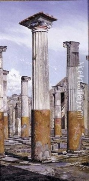 Interior At Pompei: Casa Arianna Oil Painting - Josef Theodor Hansen