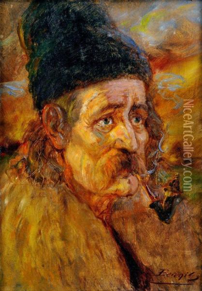 Stary Muz S Fajkou Oil Painting - Beregi Samuel Welber Sandor