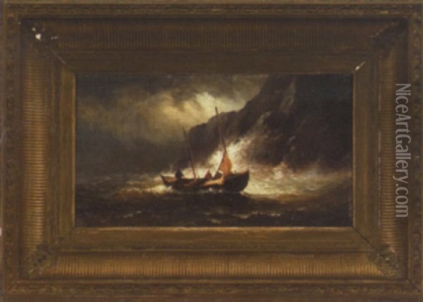 Fishermen In Stormy Waters Oil Painting - Charles Henry Gifford