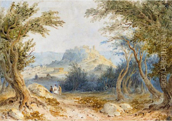 Figures In A Woodland Near Athens Oil Painting - William Page