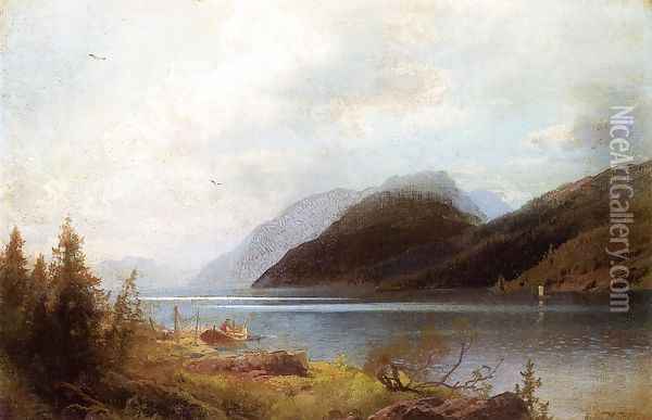 Sagne Fjord Oil Painting - Herman Herzog