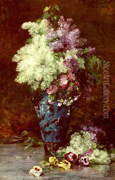 Fleurs Oil Painting - Albert-Tibulle Furcy De Lavault