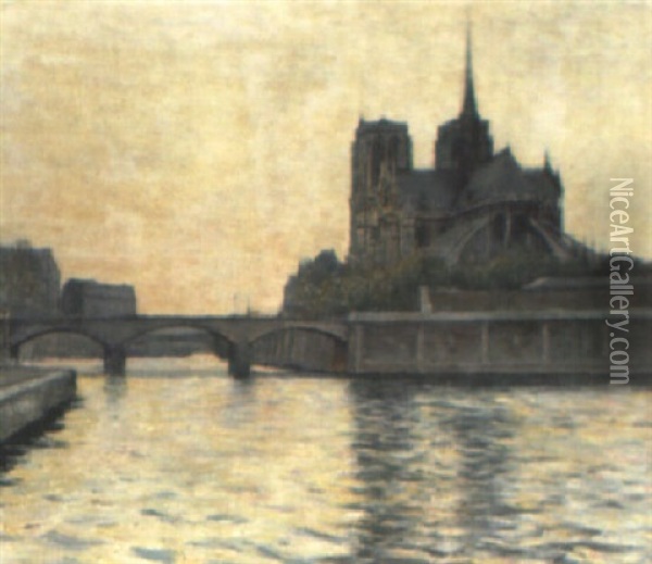 Notre Dame, Paris Oil Painting - Achille Koetschet