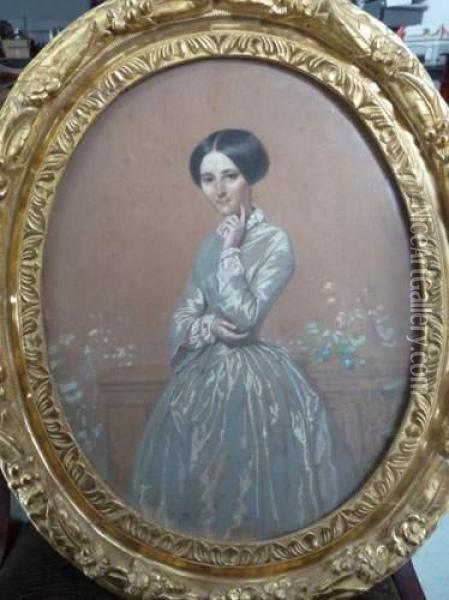 Portrait De Femme Pensive Oil Painting - Romain Cazes