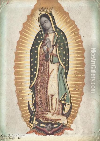Virgen De Guadalupe Oil Painting - Nicolas Rodriguez Juarez
