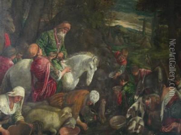 ''sosta Dei Magi Alla Sorgente'' Oil Painting - Jacopo Bassano (Jacopo da Ponte)