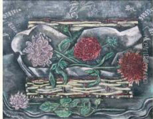 Fleurs Dans Un Panier Oil Painting - Sei Koyanagui