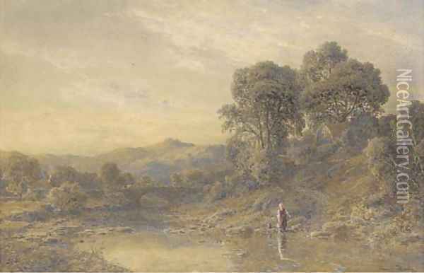 Collecting water from a Welsh river Oil Painting - Thomas Danby