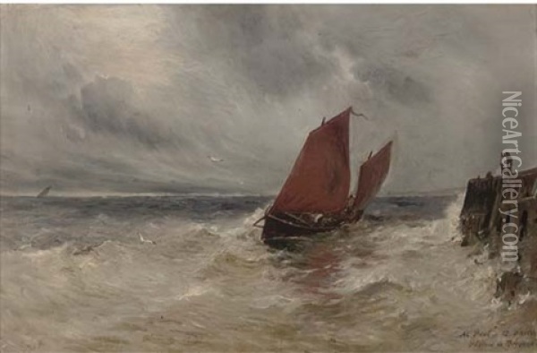 At Peel, Isle Of Man, A Sketch Oil Painting - Gustave de Breanski