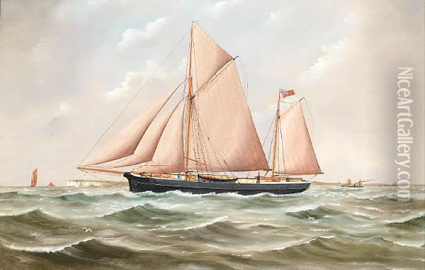 The Ketch Mayland; The Ketch Hopwell Oil Painting - J. Fannen