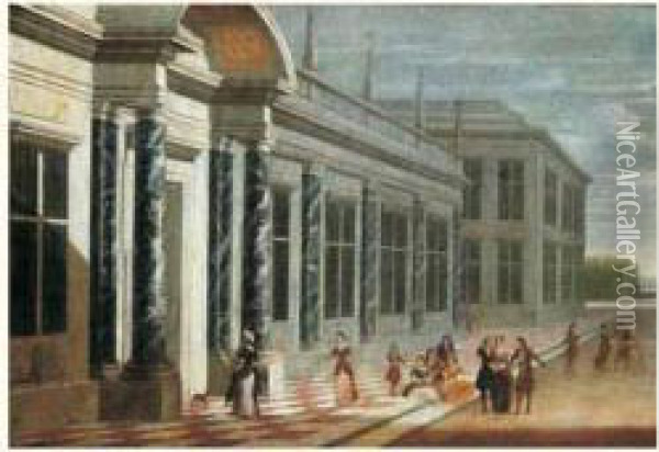 Fete Devant La Facade D'un Palais Renaissance Oil Painting - Jacobus Saeys