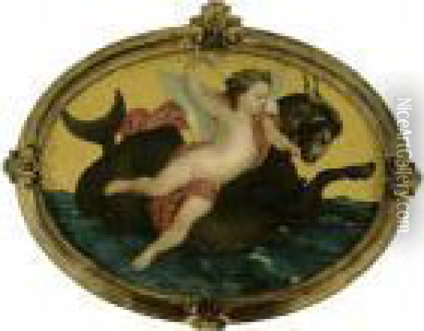 Putti Sur Un Monstre Marin Oil Painting - William-Adolphe Bouguereau