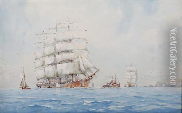 Clipper Ships, A Pair Oil Painting - Frank Kelsey