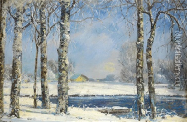 Winterlandschaft An Einem Sonnigen Tag Oil Painting - Robert Buchtger