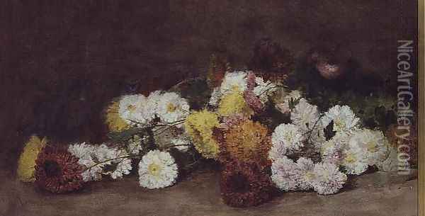 Chrysanthemums Oil Painting - William Rathjens