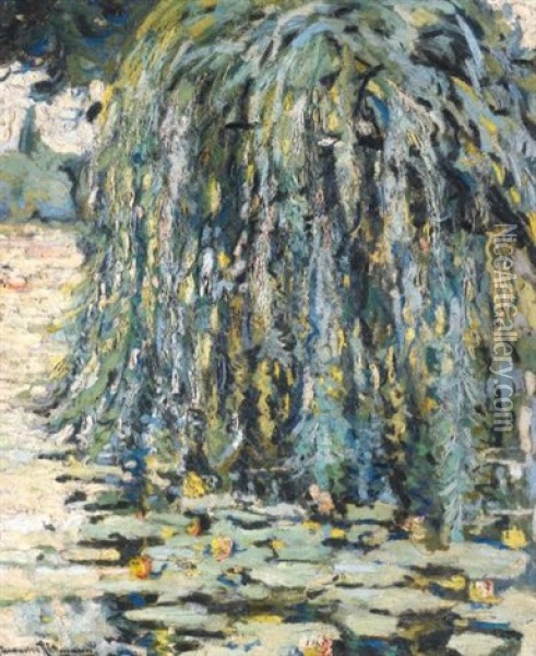 Willow Tree By The River Oil Painting - Alexandre Altmann