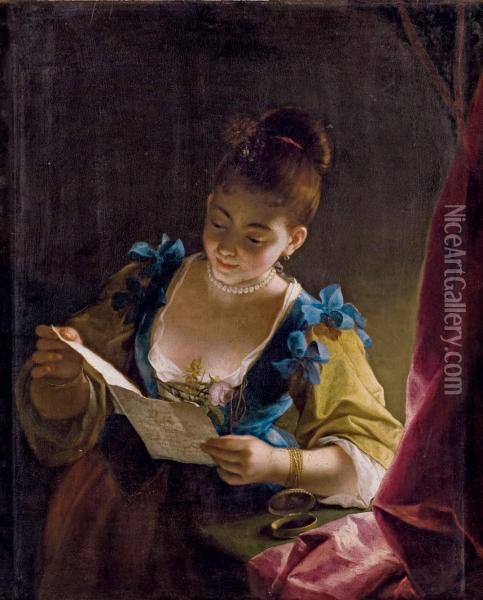 Jeune Femme Lisant Oil Painting - Jean Raoux