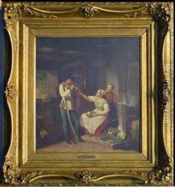 The Smoking Slipper Oil Painting - Karl Wilhelm Weissbrod
