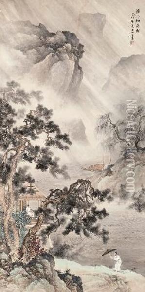 Mist And Rain Over Mount Xi Oil Painting - Xiao Sun