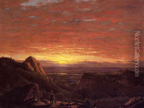Morning, Looking East over the Husdon Valley from Catskill Mountains Oil Painting - Frederic Edwin Church
