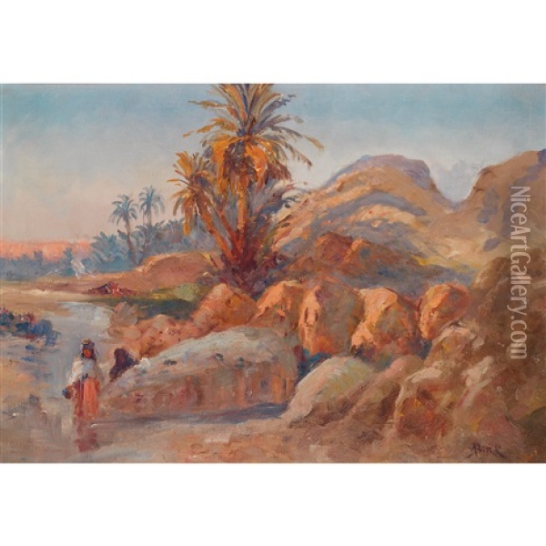 Oasis De Bou-saada Oil Painting - Alphonse Birck