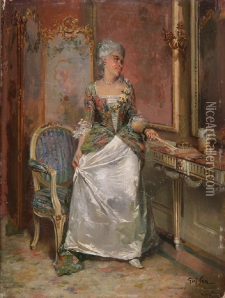 Dame Vor Dem Spiegel Oil Painting - Francois Adolphe Grison
