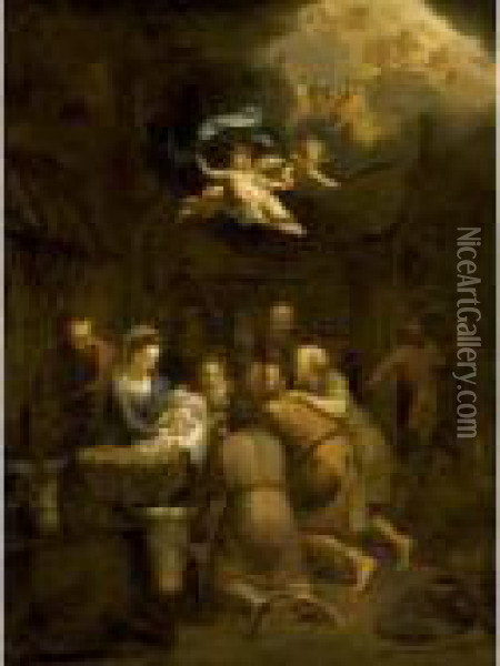 The Adoration Of The Shepherds Oil Painting - Francois Verwilt