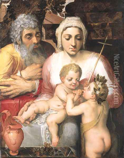 The Holy Family with Saint John the Baptist Oil Painting - Frans, the elder Floris
