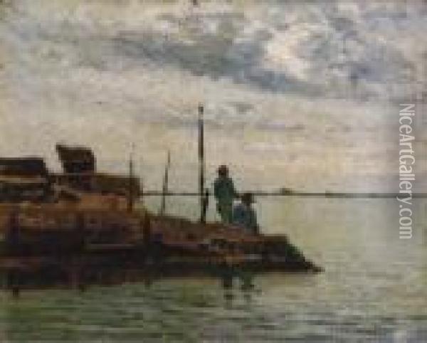In Laguna Oil Painting - Guglielmo Ciardi