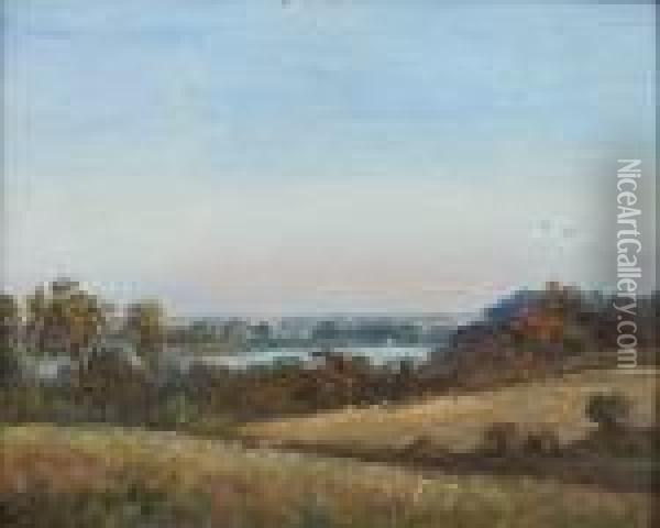 Looking Across The Orwell Oil Painting - John Moore Of Ipswich