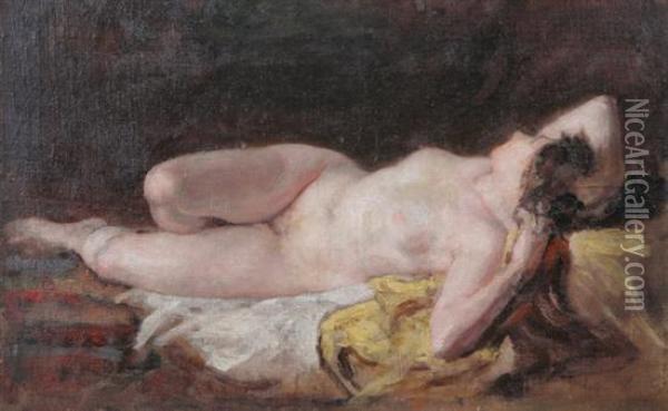 Reclining Female Nude Oil Painting - Diogene Ulysse N. Maillart