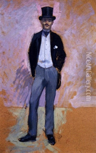 Portrait (georges Clemenceau?) Oil Painting - Jean-Louis Forain