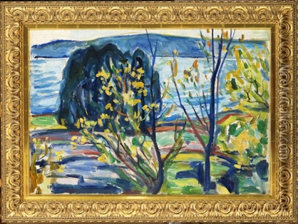 Fjord Landscape Oil Painting - Edvard Munch